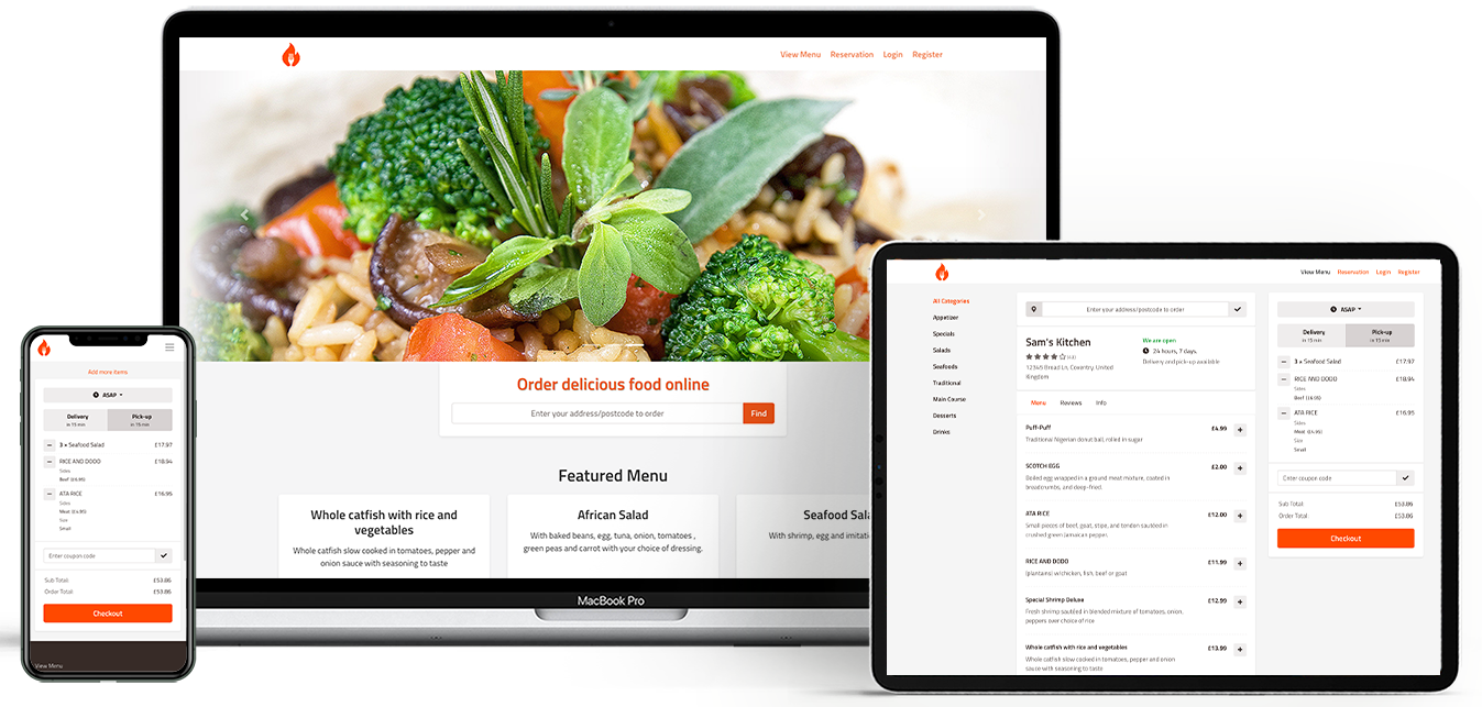Branded online food ordering website