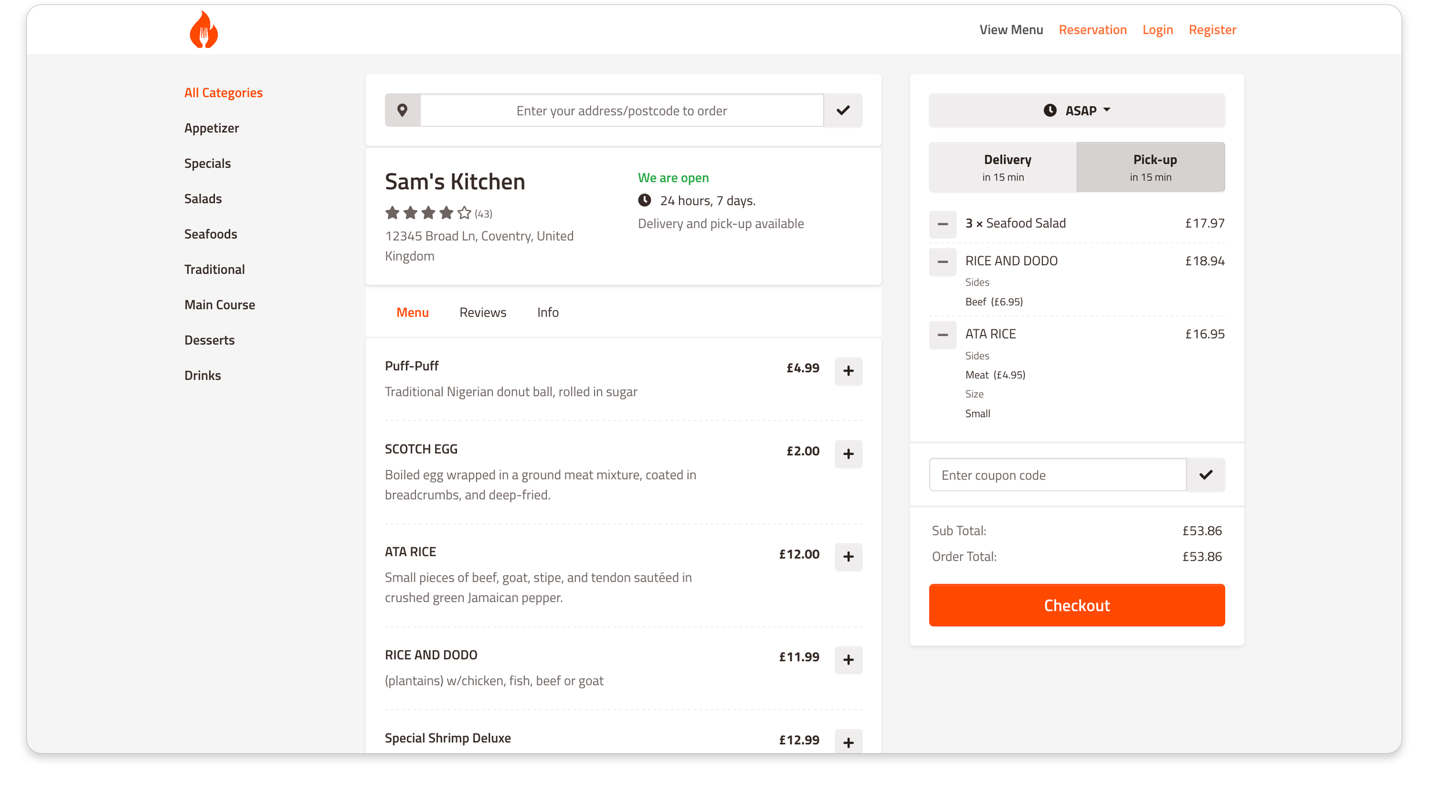Powerful restaurant online ordering system